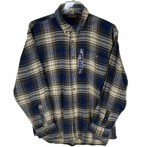 BlueStream Outdoors Men's Blue Plaid Long Sleeve Button Up Shirt XL 100% Cotton‎